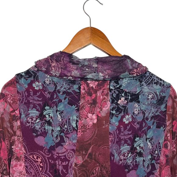 Artsy Gypsy Patchwork Whimsigoth Fairy Boho Long Cardigan Oversized Purple Small - Picture 2 of 12